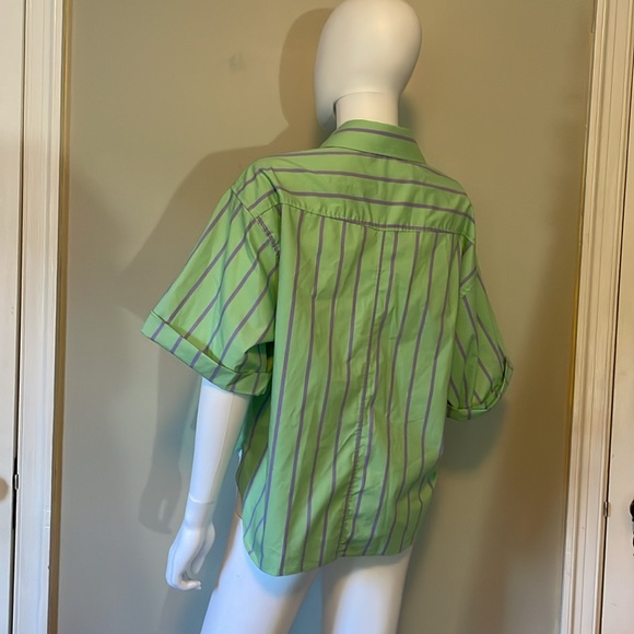 Zara size extra small green and purple women’s button down shirt - Picture 2 of 4